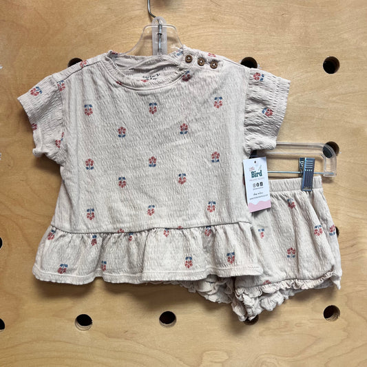 Cream/Red Floral Cotton Outfit