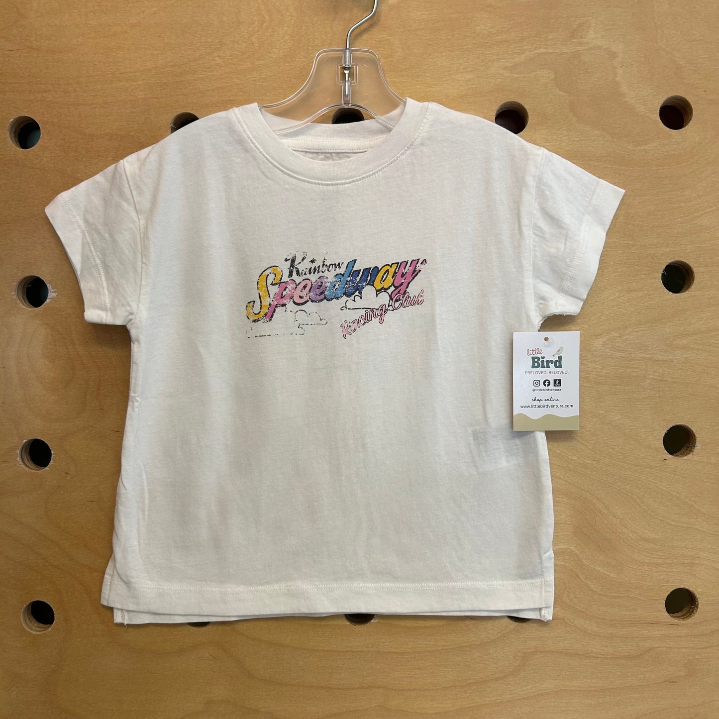 White 'Rainbow Speedway' Cotton Tee