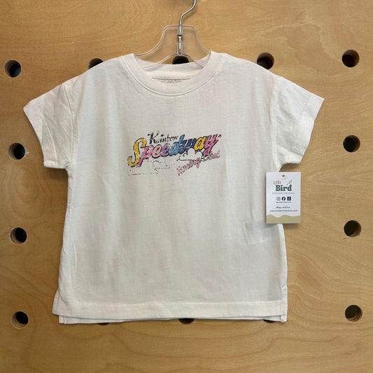 White 'Rainbow Speedway' Cotton Tee