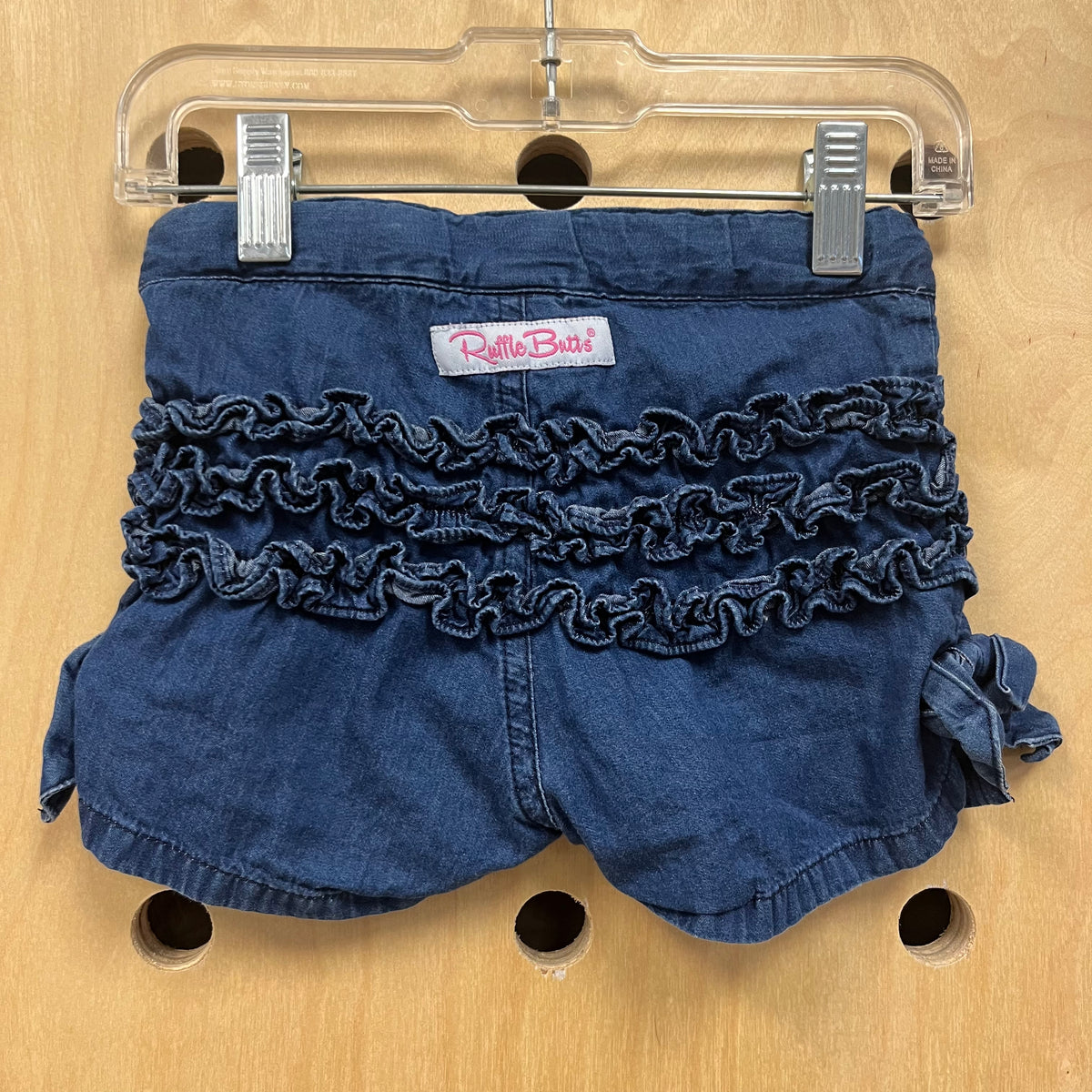 Blue Denim Ruffle Bottom Shorts