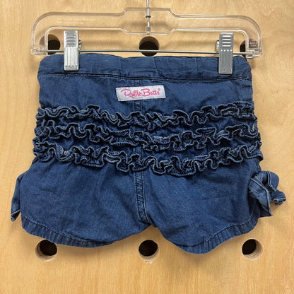 Blue Denim Ruffle Bottom Shorts