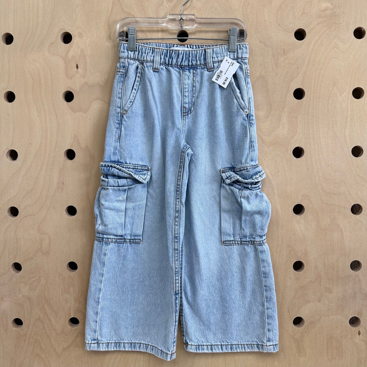 Denim Wide Leg Cargo Pants
