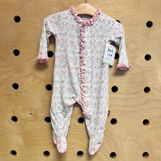 Pink/White Modal Horses Footies
