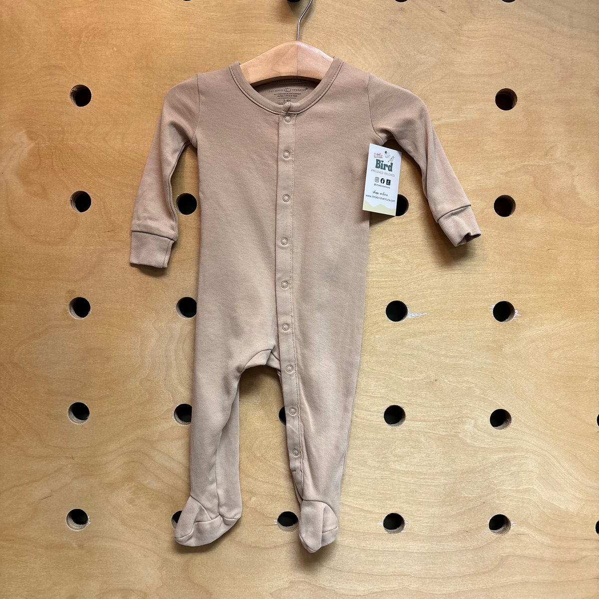 Organic Beige Snap Footies