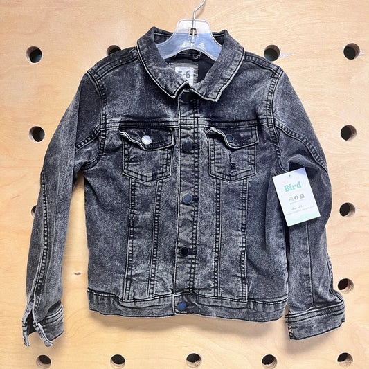 Black Denim Snap Jacket