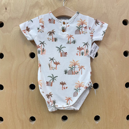 White Organic Palm Scene Bodysuit