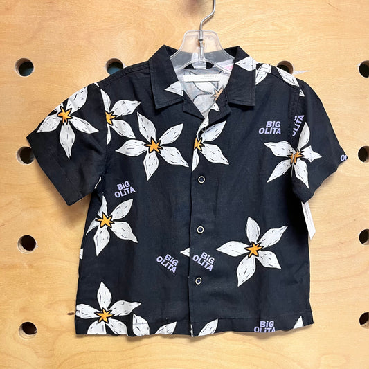 Black Linen Blend 'Big Olita' Button Up