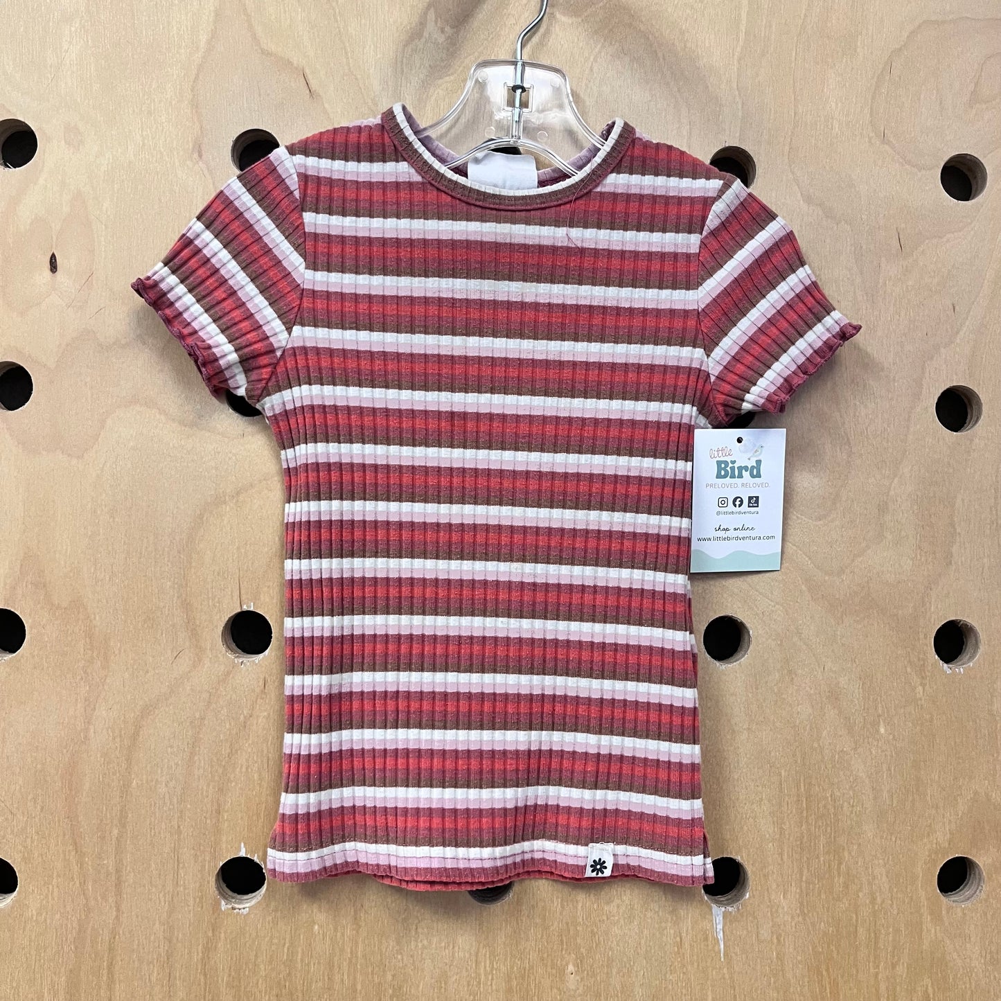 Pinks/White Striped Ribbed Tee