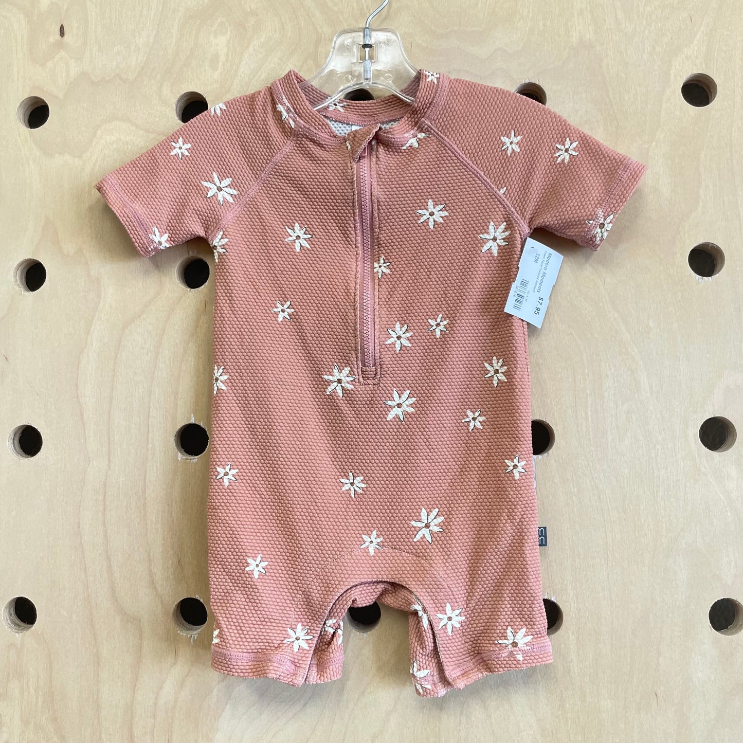 Peach Floral Textured Swimsuit