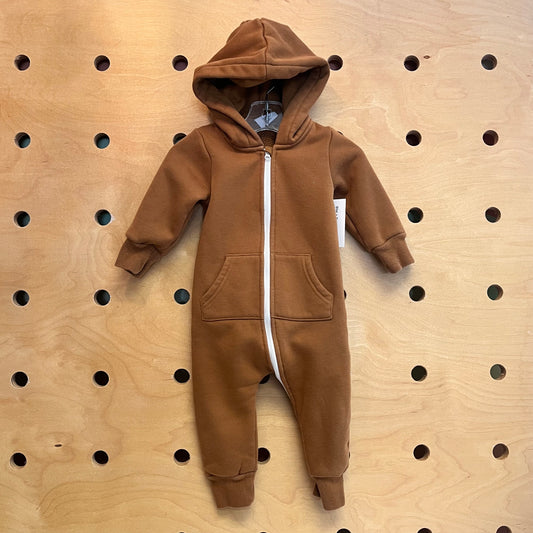 Brown Hooded Zip Romper