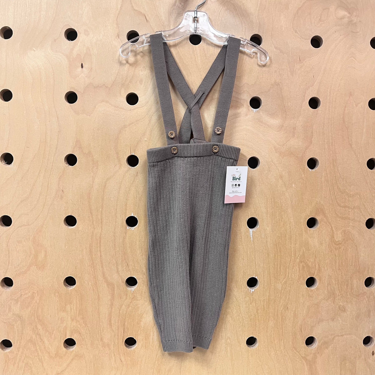 Brown Knit Suspender Pants