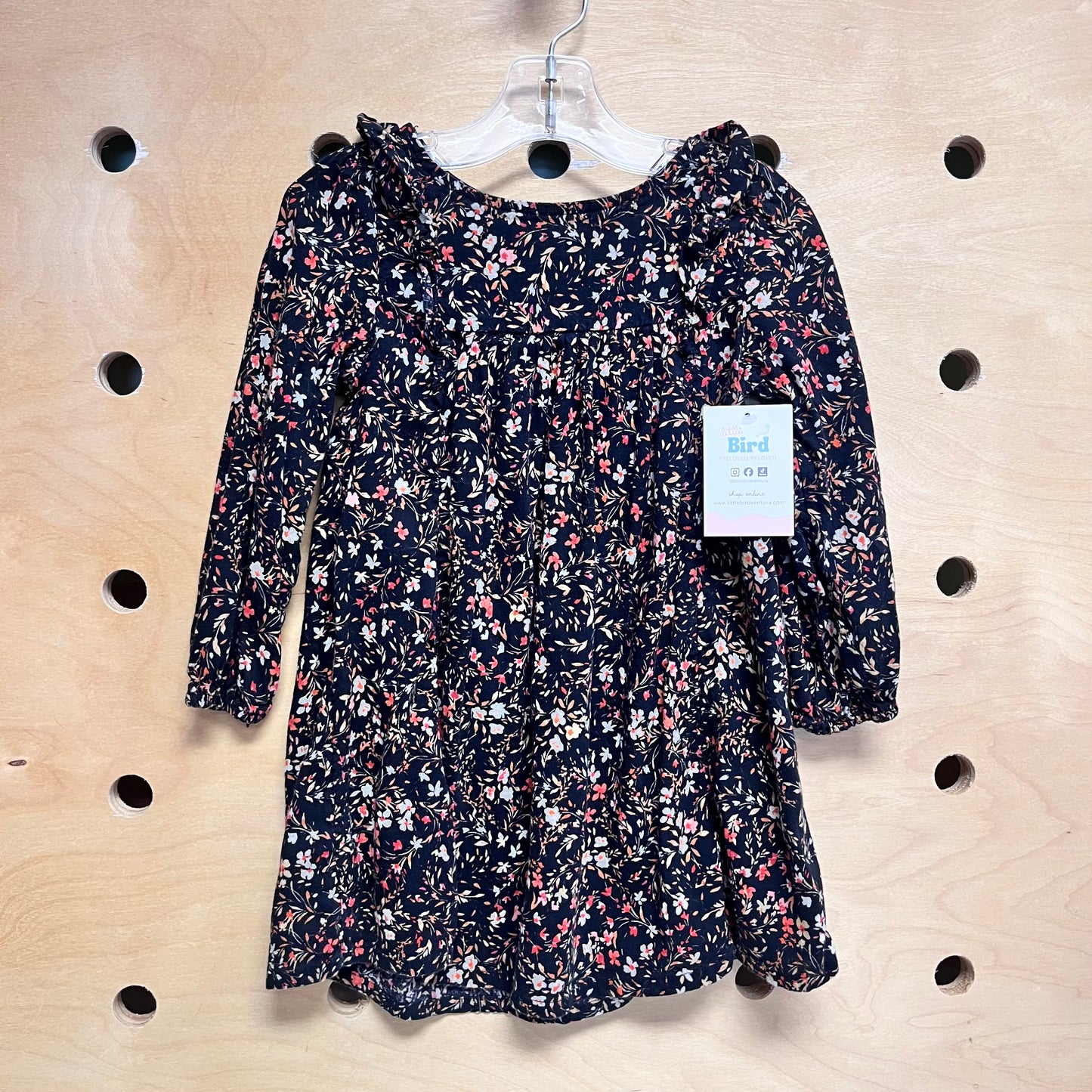 Black/Pink Floral LS Dress