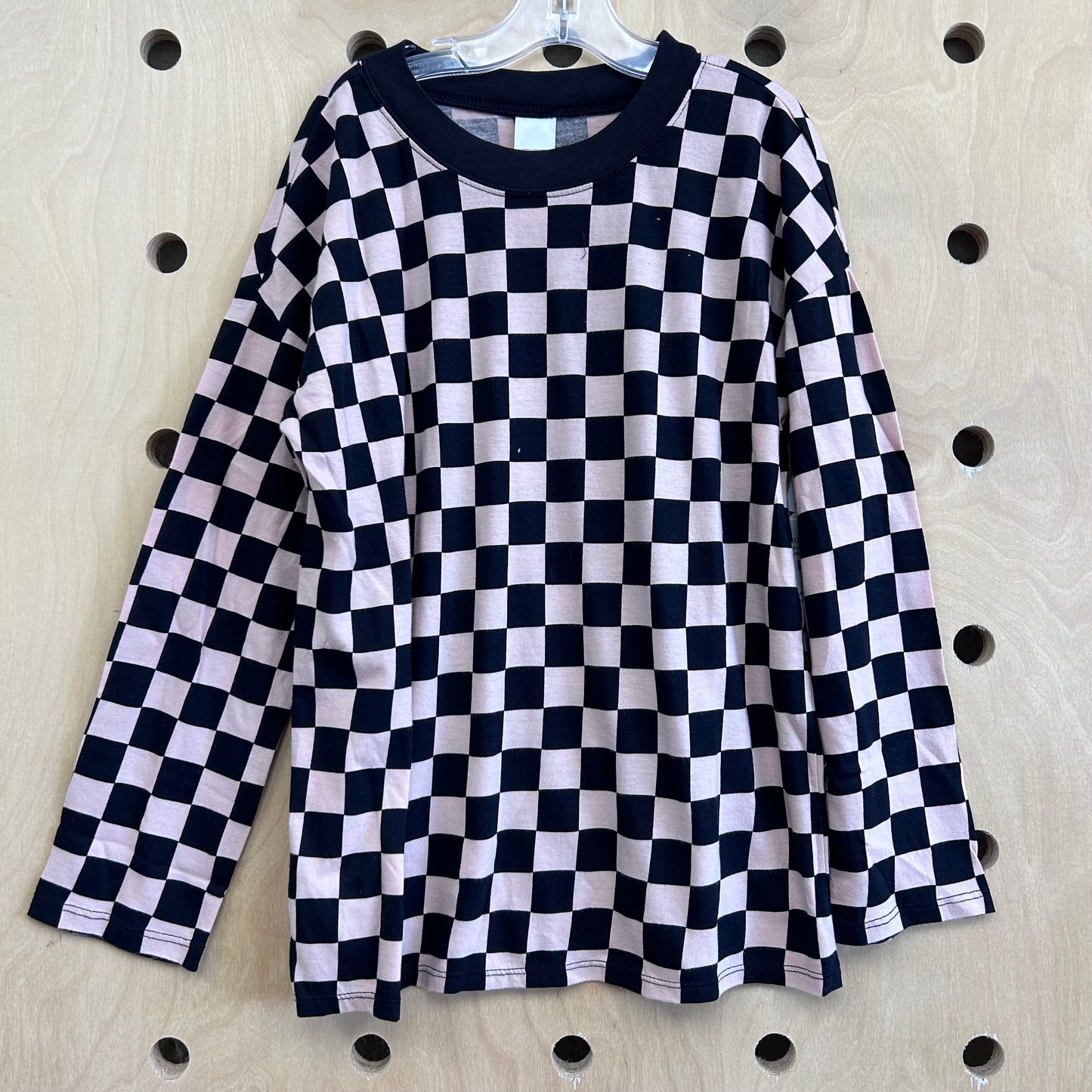 Peach + Black Checker LS Tee NEW!