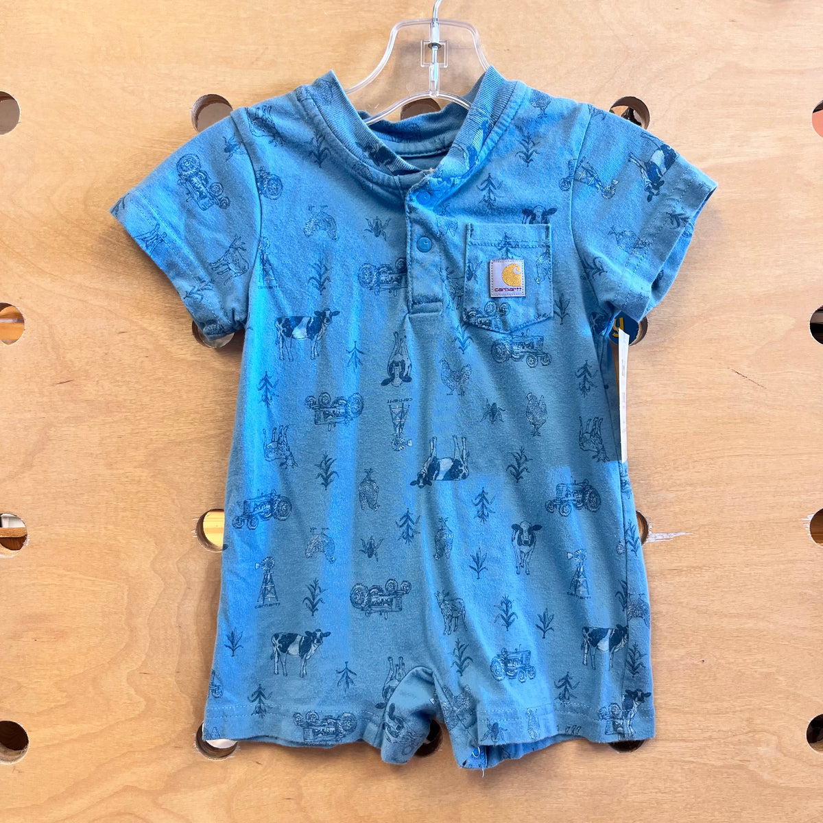 Blue Roosters/Cows Romper