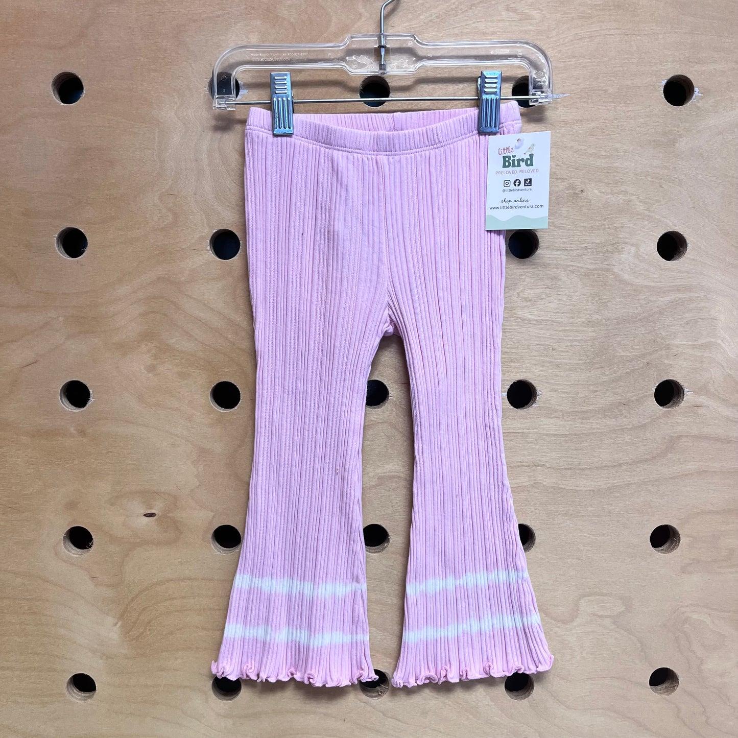 Pink Ribbed Tie Dye Trim Pants