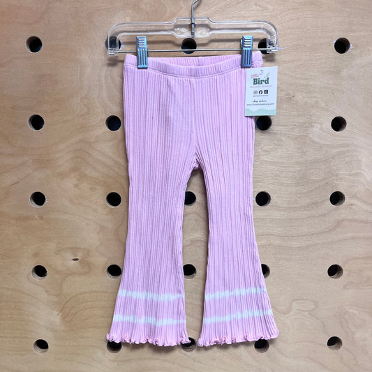 Pink Ribbed Tie Dye Trim Pants