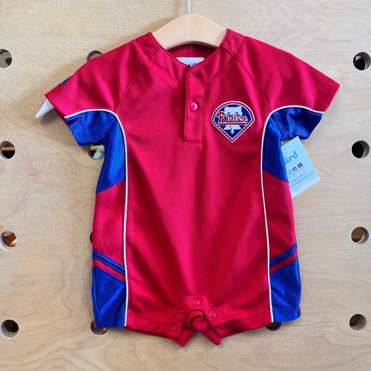 Red/Blue Phillies Baseball Jersey Romper