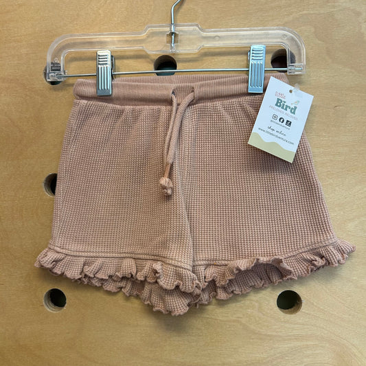 Organic Tan Waffle Knit Ruffle Shorts