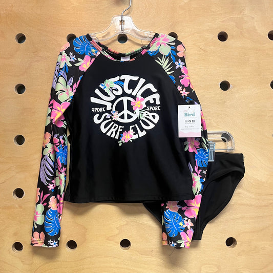 2pc Black/Pink 'Surf Club' Swimsuit