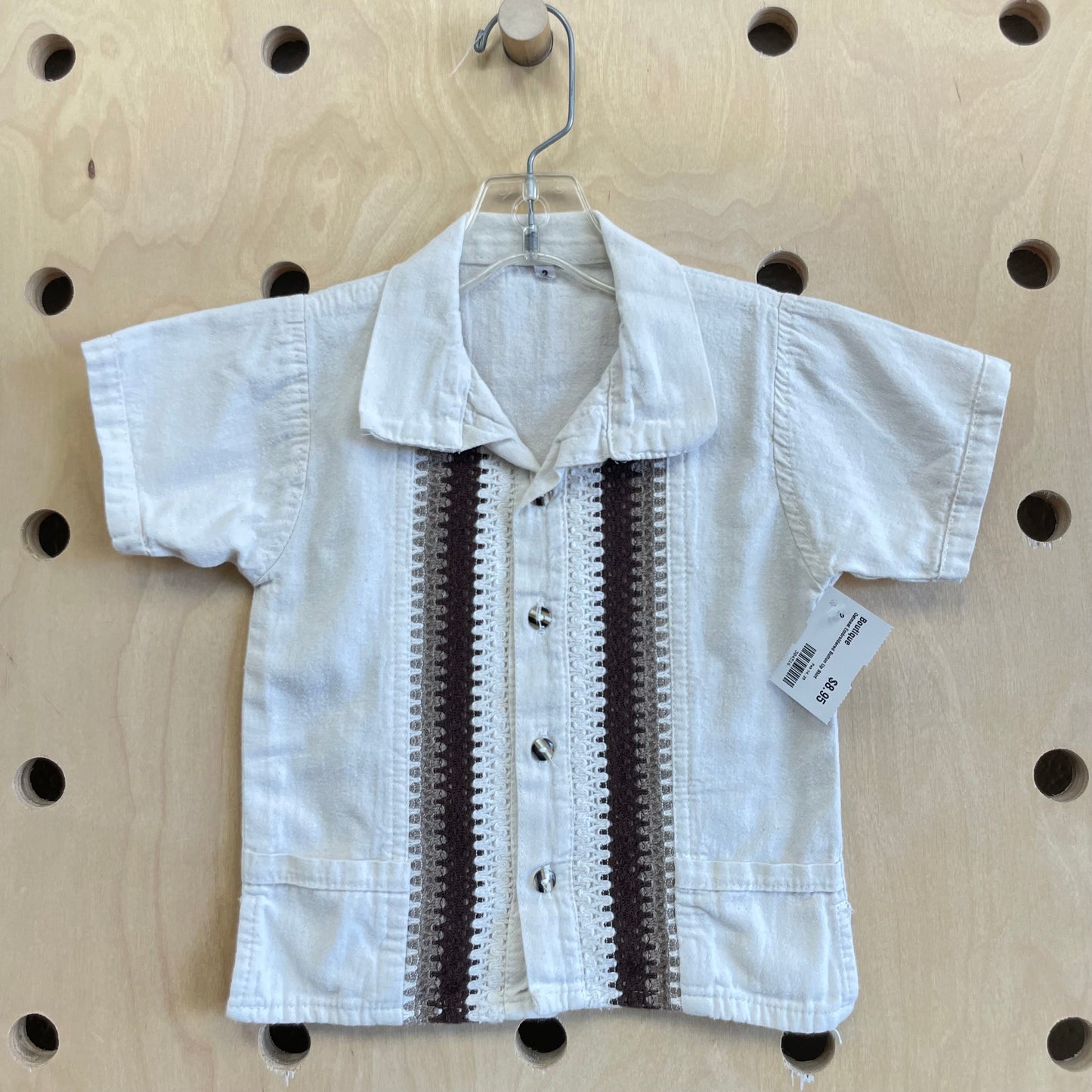 Oatmeal Embroidered Button Up Shirt