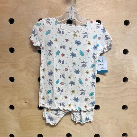 Cream Floral Rayon Pajamas