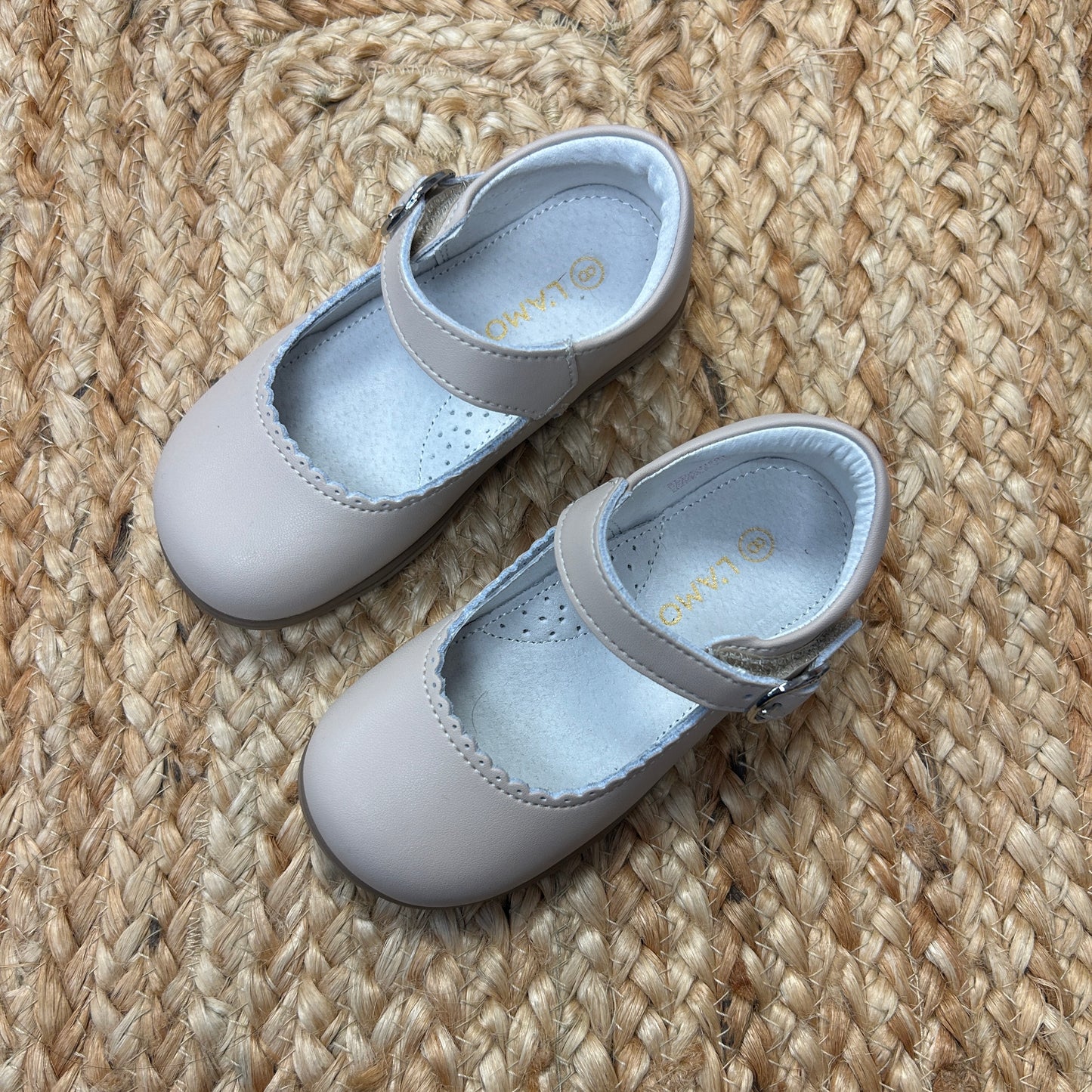 Beige Leather Mary Jane Shoes