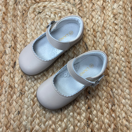 Beige Leather Mary Jane Shoes