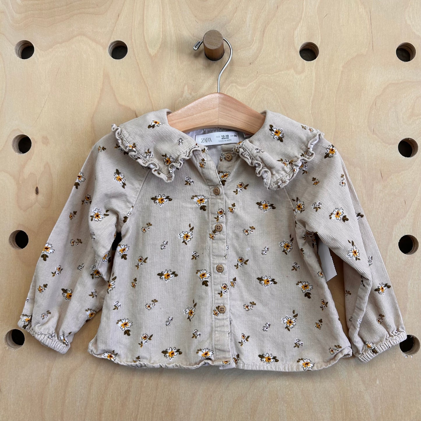 Tan Floral Peter Pan Collar Top
