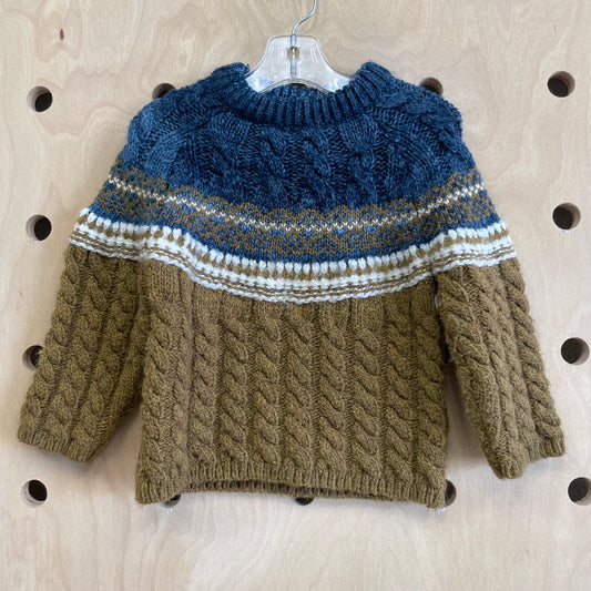 Blue + Olive Cable Knit Sweater