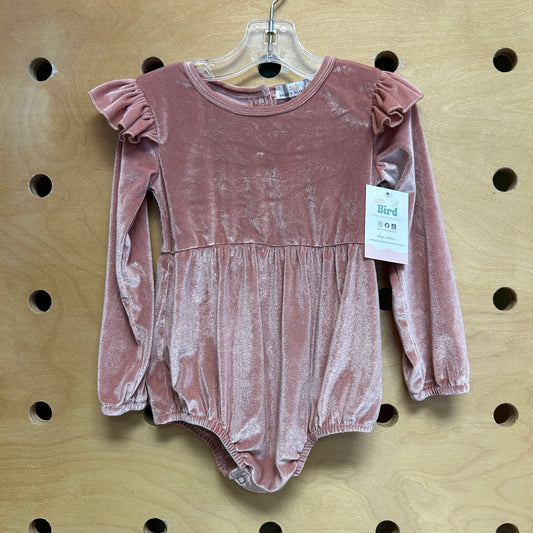 Pink Velour LS Bubble Romper