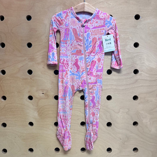 Pink Bamboo Cowgirl Boots Footies