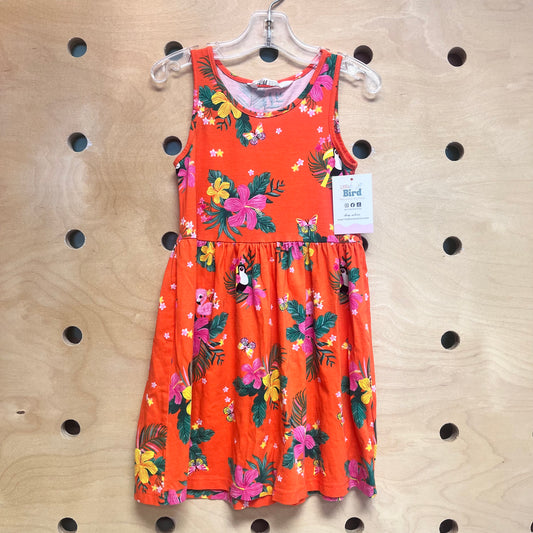 Orange Tropical Birds Dress