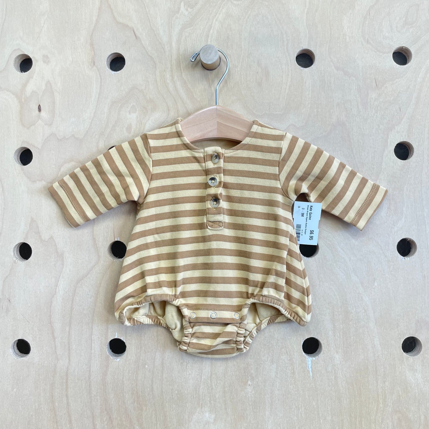 Brown Striped Organic Bubble Romper