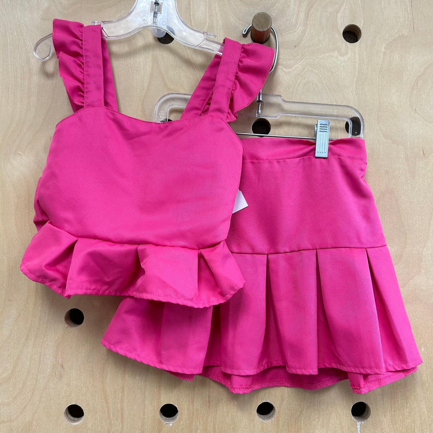 Pink Satiny Ruffle Outfit