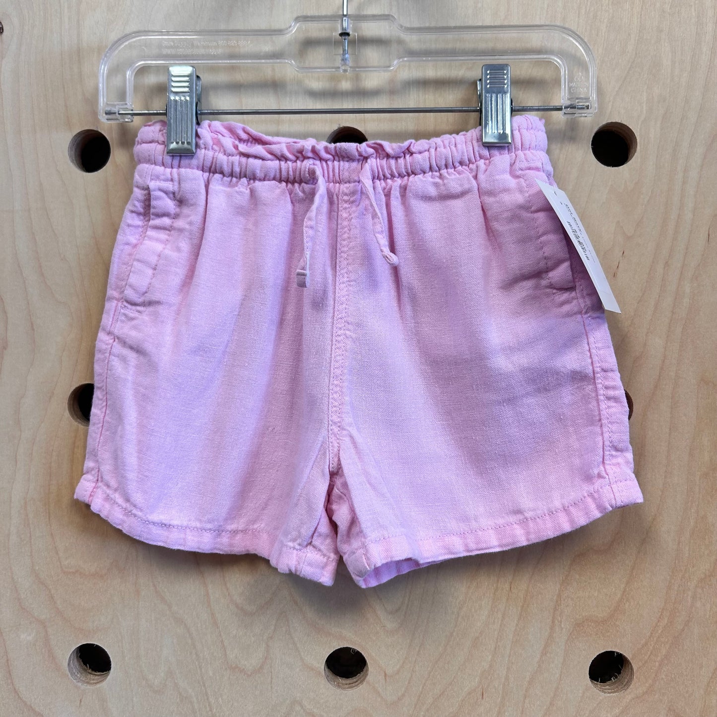 Pink Drawstring Linen Shorts