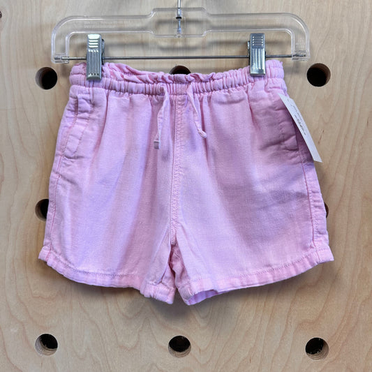 Pink Drawstring Linen Shorts