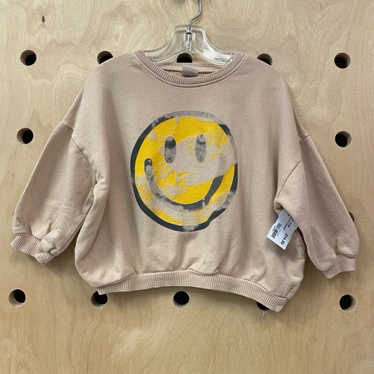 Beige Smiley Boxy Sweatshirt