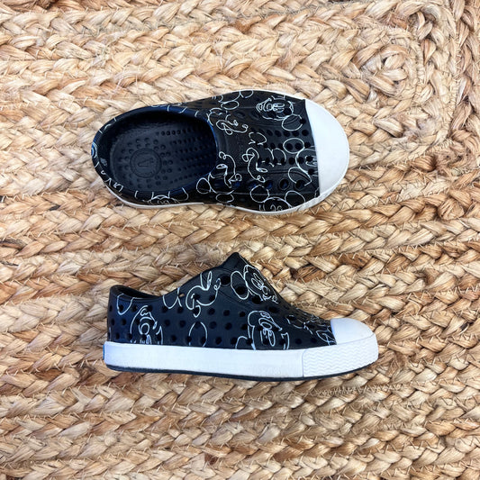 Black Mickey Mouse Perforated Slip-Ons