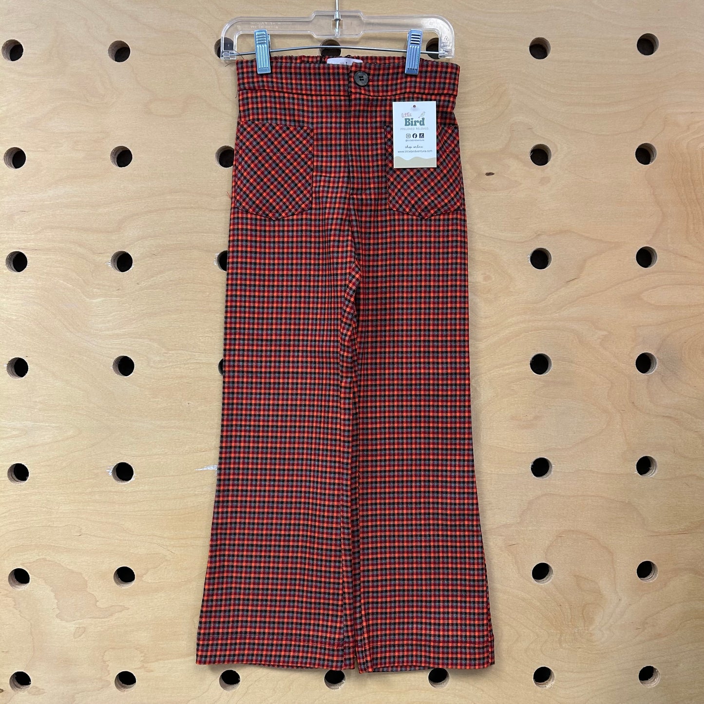 Red Gingham Front Pocket Pants