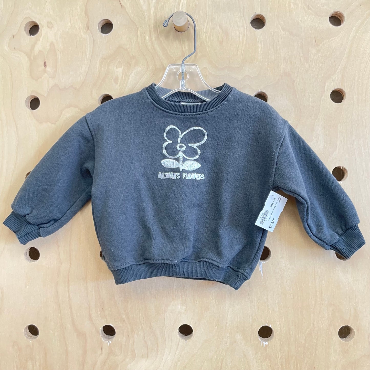 Grey + Silver Always Flowers Pullover