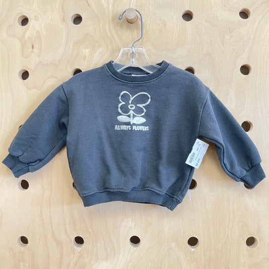 Grey + Silver Always Flowers Pullover