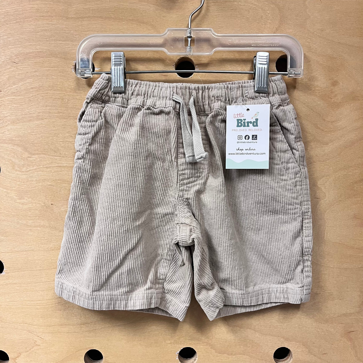 Beige Ribbed Corduroy Shorts