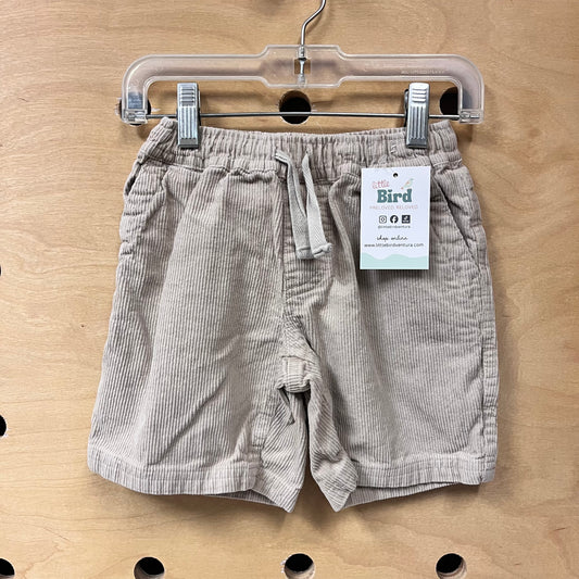 Beige Ribbed Corduroy Shorts