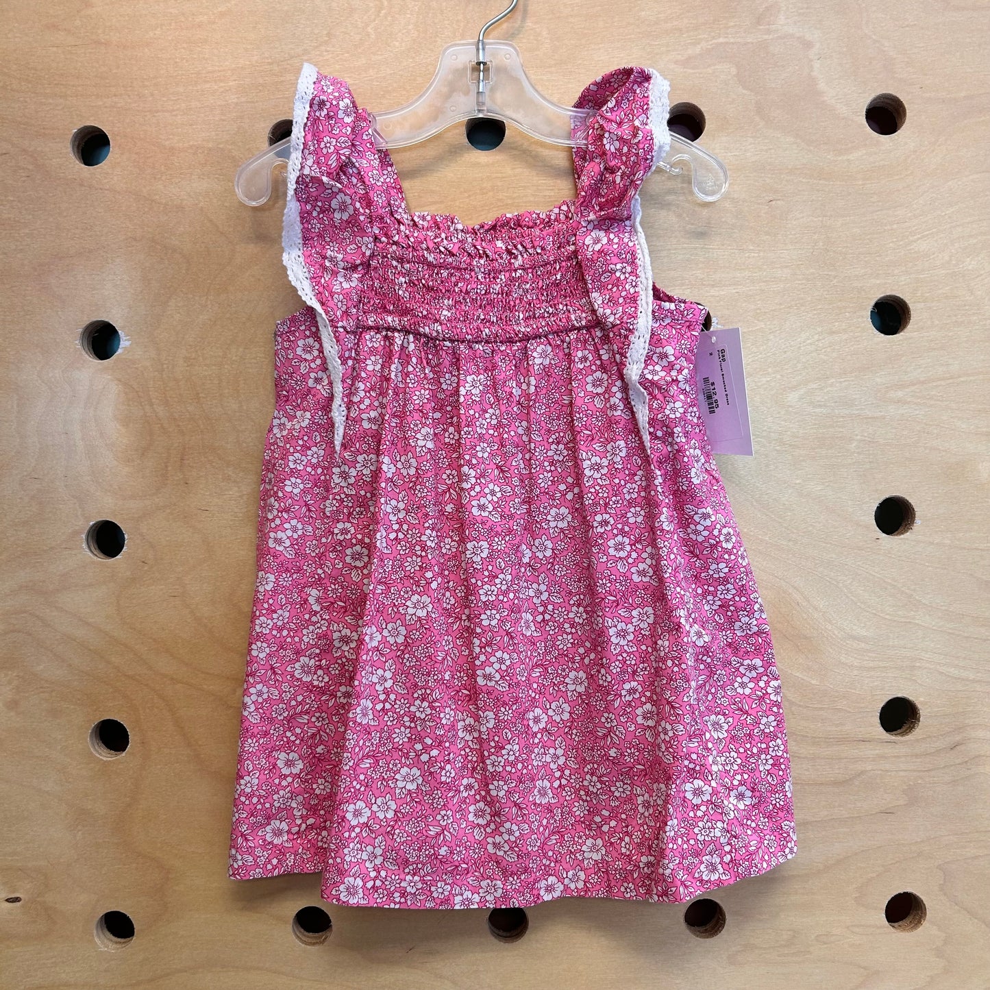 Pink Floral Smocked Dress