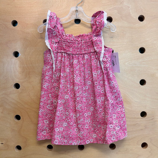 Pink Floral Smocked Dress