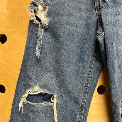 Button Fly Distressed Denim