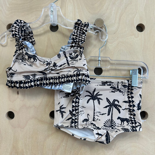 Beige & Black Island Animals 2pc. Swimsuit