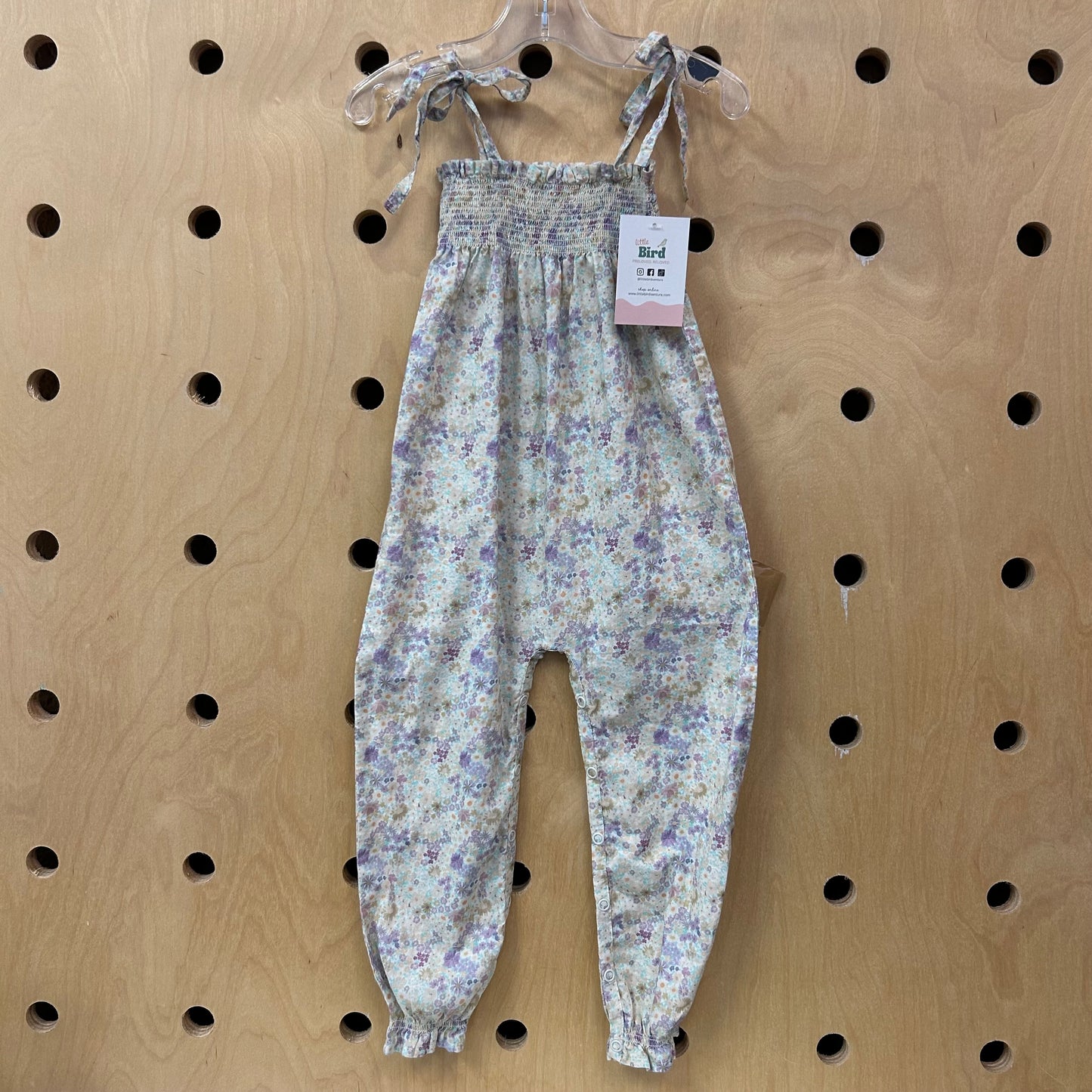 Floral Smocked Shoulder Tie Romper