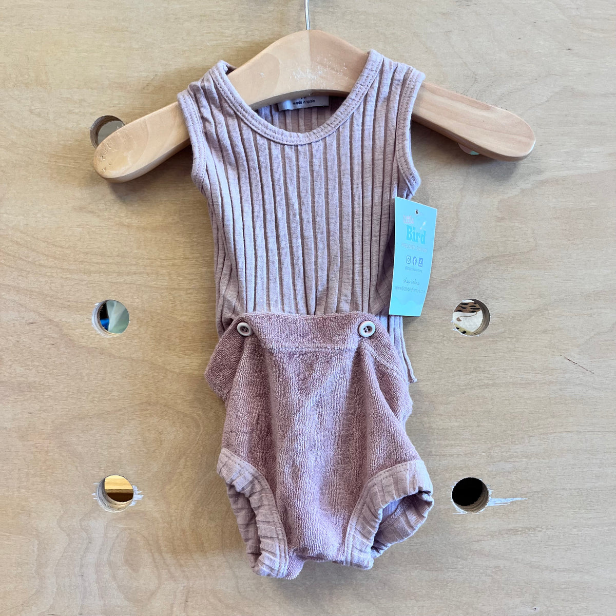 Tan Ribbed Tank/Shortie Outfit