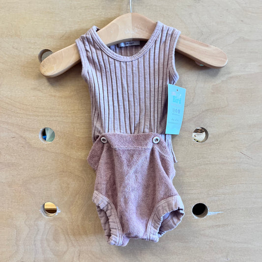 Tan Ribbed Tank/Shortie Outfit